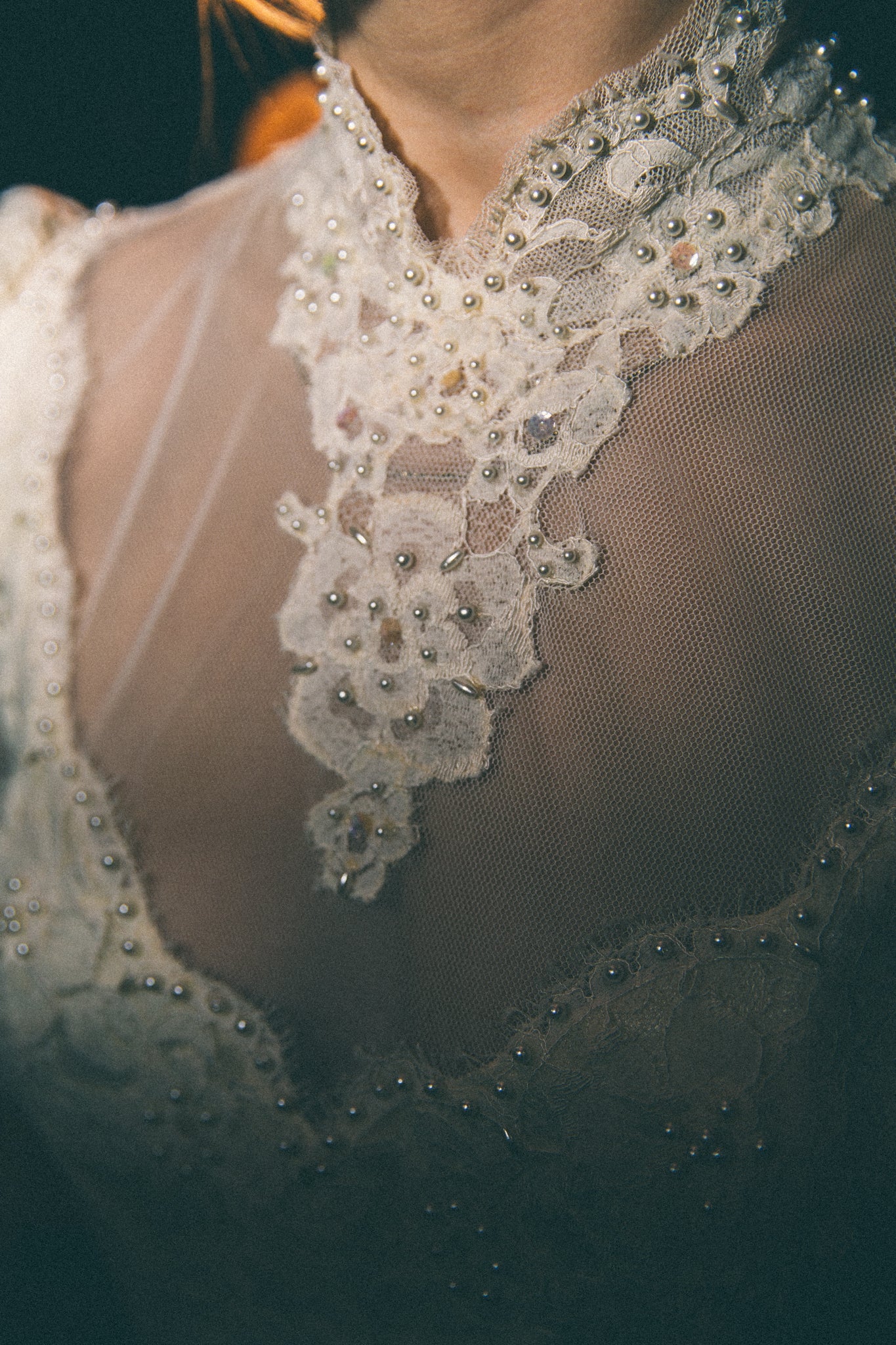 80s Drop Waist, Beaded, Tea Length Wedding Dress
