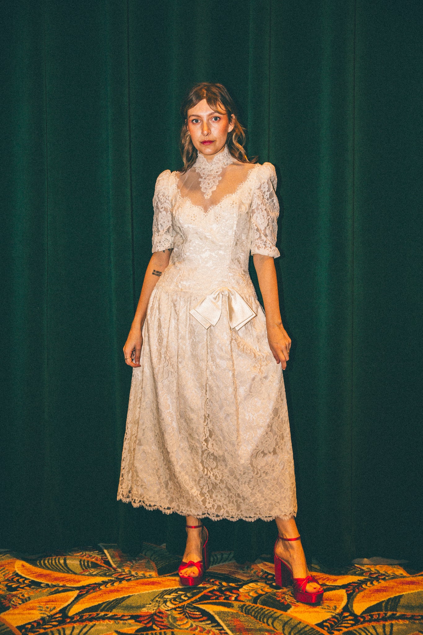 80s Drop Waist, Beaded, Tea Length Wedding Dress | Dear Saint